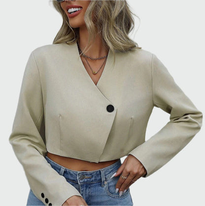 Chaqueta Corta con Botones y Cuello de Solapa para Mujer | Ideal para Oficina o Uso Diario