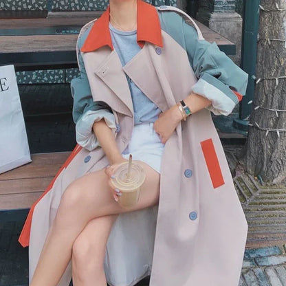 Abrigo Largo Con Detalles De Color Para Mujer | Ideal Para Uso Diario