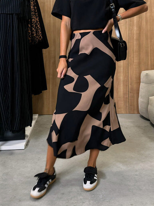 Falda Midi de Talle Alto con Corte Evasé y Estampado Cebra para Mujer | Ideal para Uso Diario o Eventos Planificados