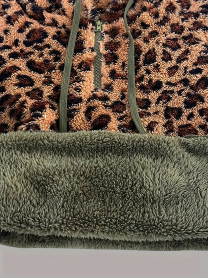 Sudadera Con Capucha e Imprimé Leopardo Para Mujer | Ideal Para Uso Diario