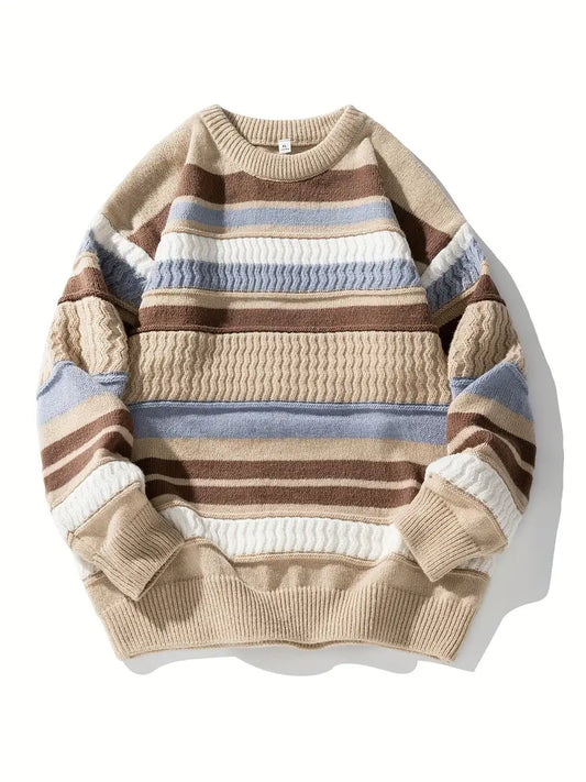 Jersey de Punto a Rayas con Cuello Redondo para Mujer | Ideal para Uso Diario