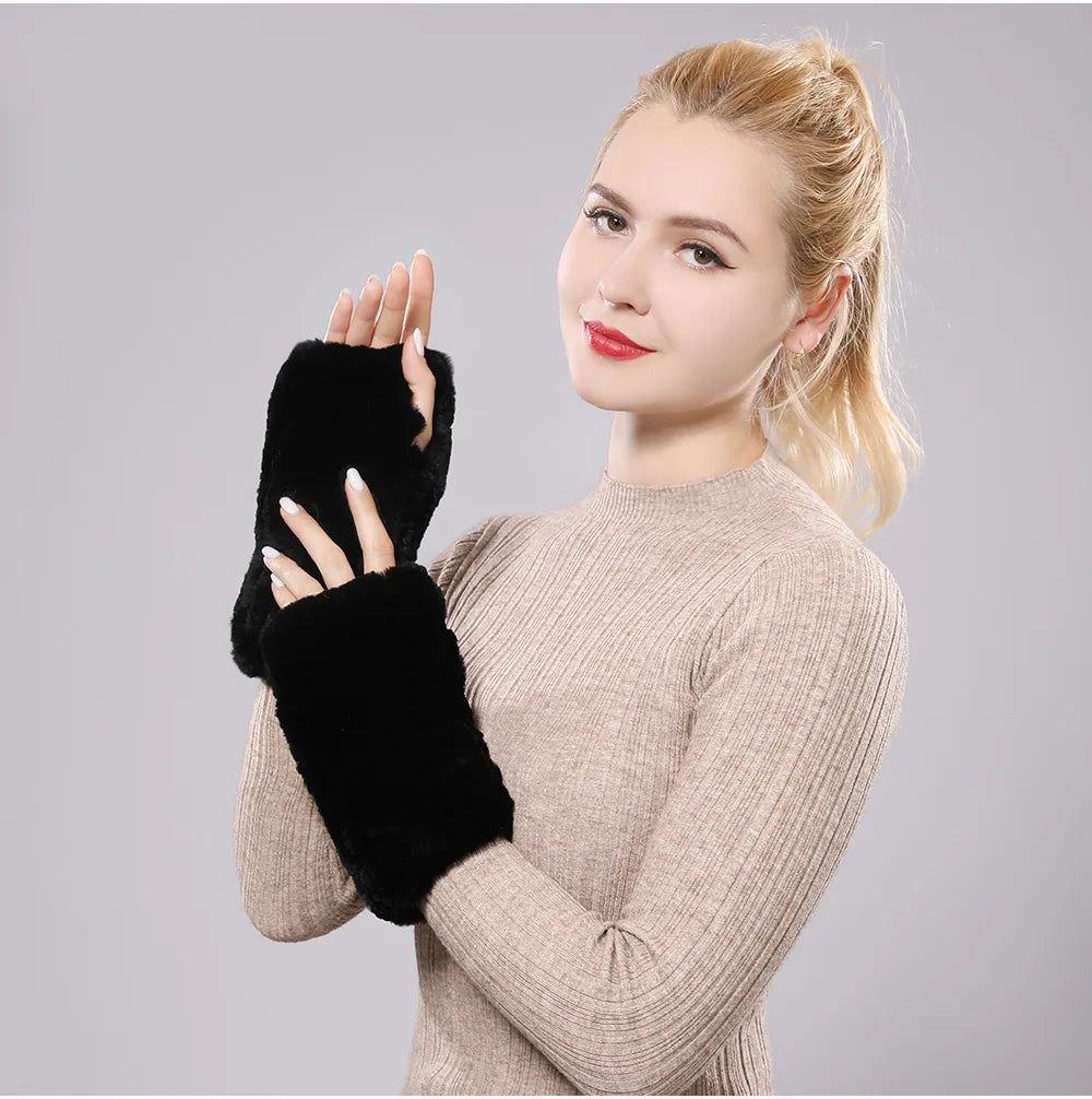 Guantes Sin Dedos con Diseño Elástico para Mujer | Ideal para Invierno
