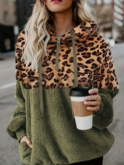Sudadera Con Capucha e Imprimé Leopardo Para Mujer | Ideal Para Uso Diario