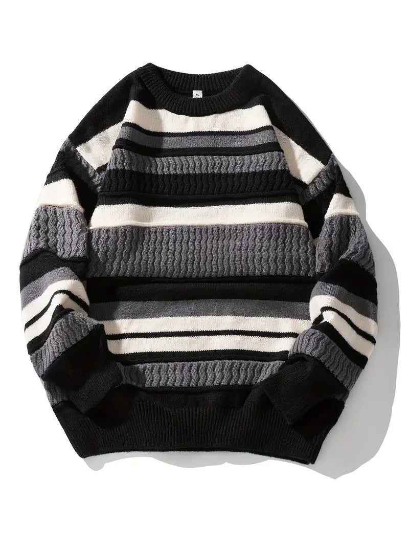 Jersey de Punto a Rayas con Cuello Redondo para Mujer | Ideal para Uso Diario