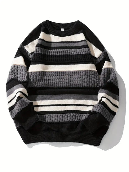 Jersey de Punto a Rayas con Cuello Redondo para Mujer | Ideal para Uso Diario