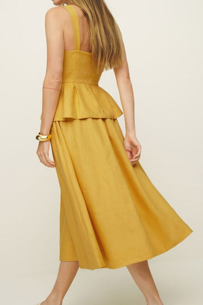 Conjunto de Dos Piezas con Top de Tirantes y Falda Midi para Mujer | Ideal para Uso Diario y Eventos