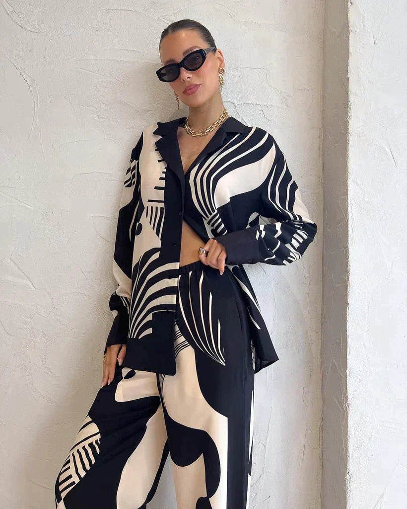 Conjunto De Dos Piezas En Blanco Y Negro Para Mujer | Ideal Para Uso Diario Y Salidas Informales