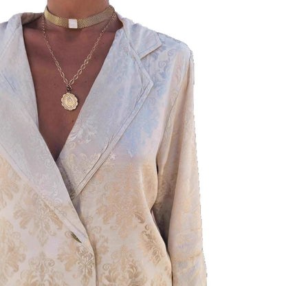 Conjunto De Blazer De Manga Larga Y Pantalón De Pierna Ancha Para Adultos | Ideal Para Entornos Profesionales Y Versátiles