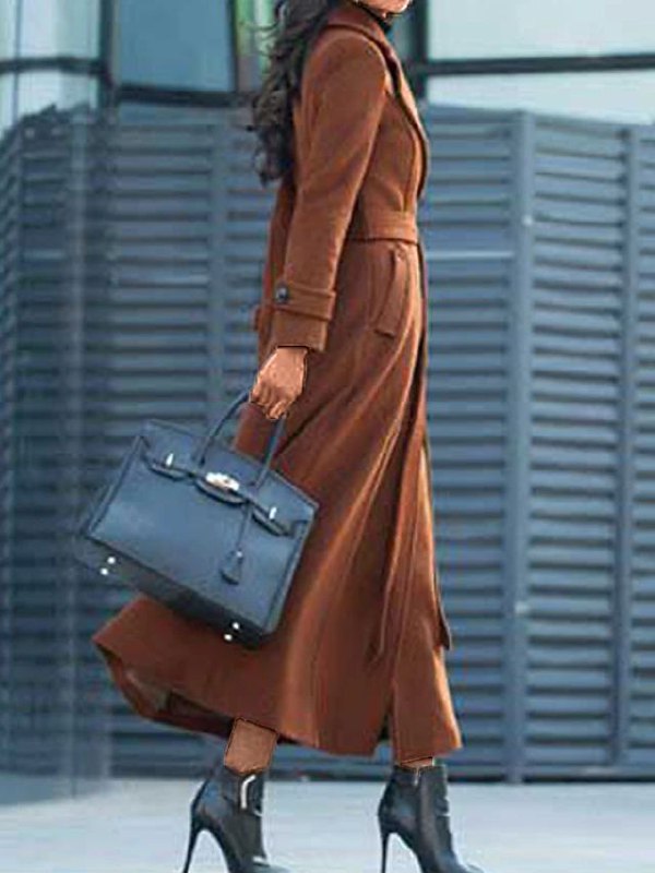 Abrigo Largo con Cinturón Ajustable y Cuello de Solapa para Mujer | Ideal para Invierno