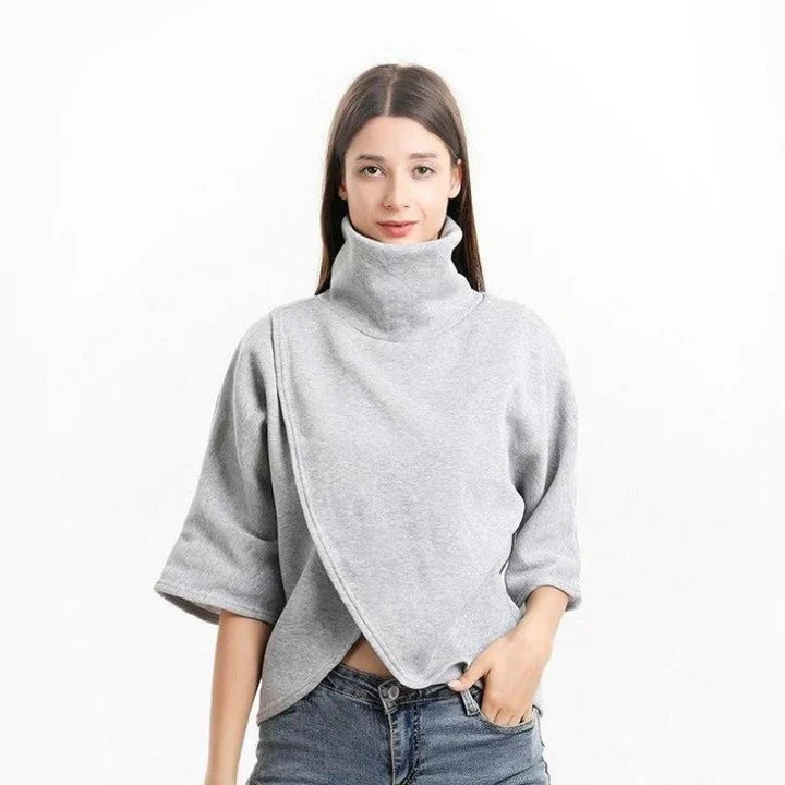 Poncho de Punto con Cuello Alto para Mujer | Ideal para Uso Diario en Días Frescos