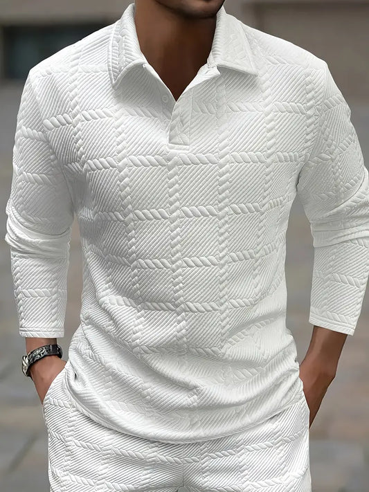 Camisa de Manga Larga con Motivo Texturizado para Hombre | Ideal para Oficina y Uso Diario