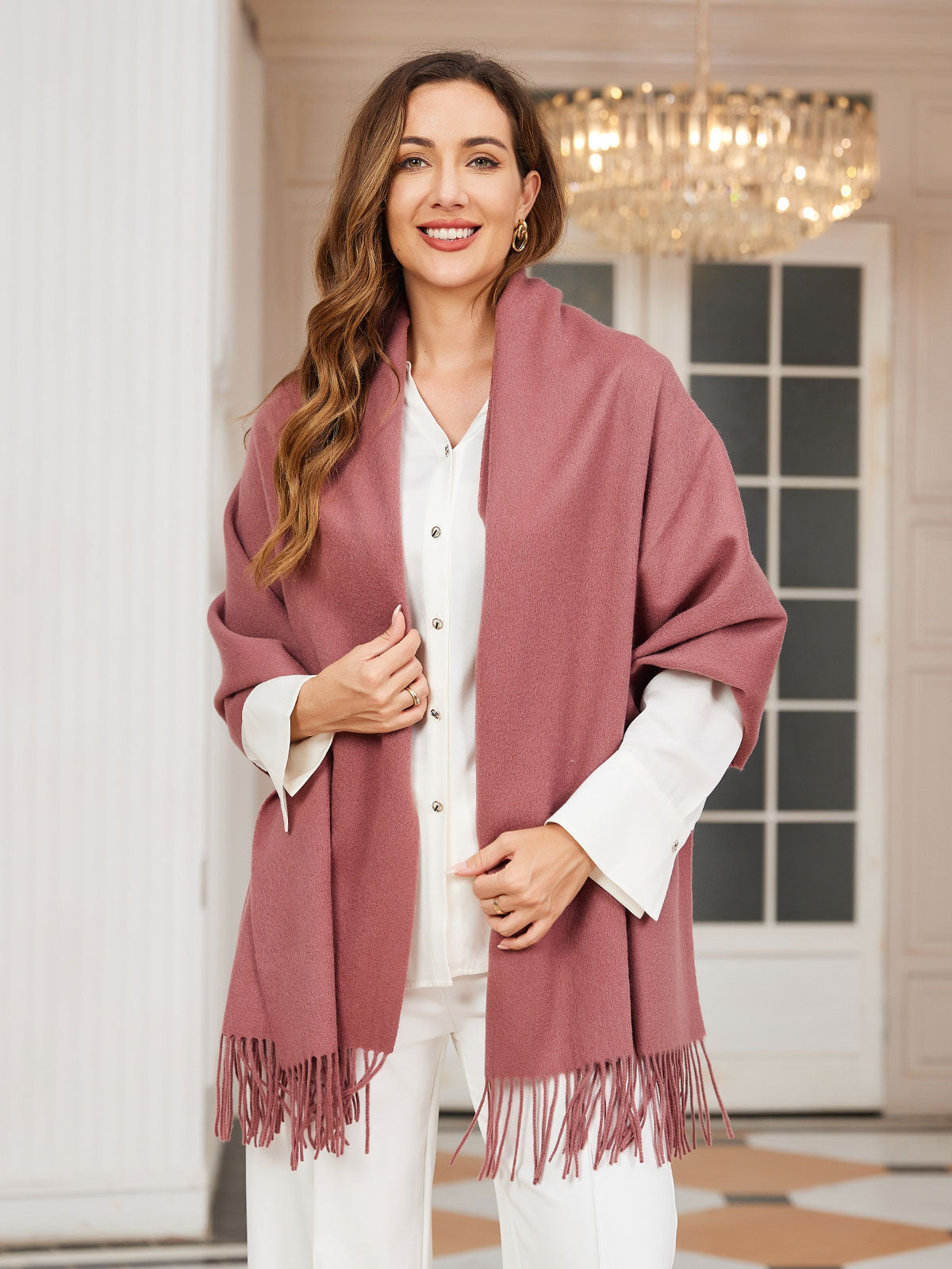 Bufanda de Formato Grande con Flecos para Mujer | Ideal para Otoño e Invierno