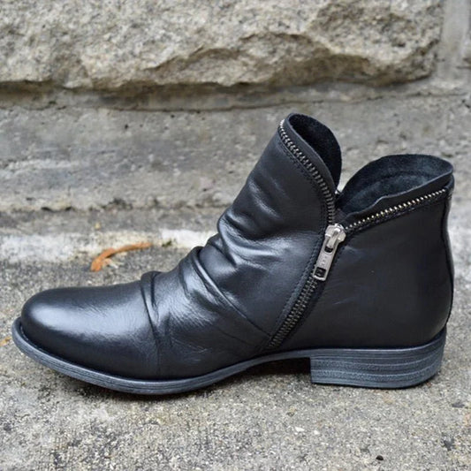 Botines Con Cremallera Lateral y Detalle Fruncido Para Mujer | Ideal Para Uso Diario