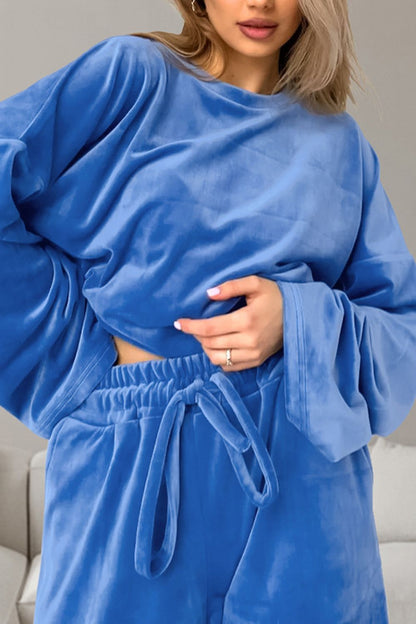 Conjunto De Dos Piezas con Top De Manga Larga y Pantalón con Cordon para Adultos | Ideal para Uso Diario