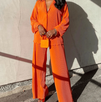 Conjunto Con Blazer y Pantalón De Corte Amplio para Mujer | Ideal para Uso Diario o Profesional