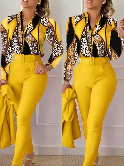 Conjunto De Dos Piezas con Top De Escote En V y Pantalón De Cintura Alta para Mujer | Ideal para Uso Diario y Entornos Formales