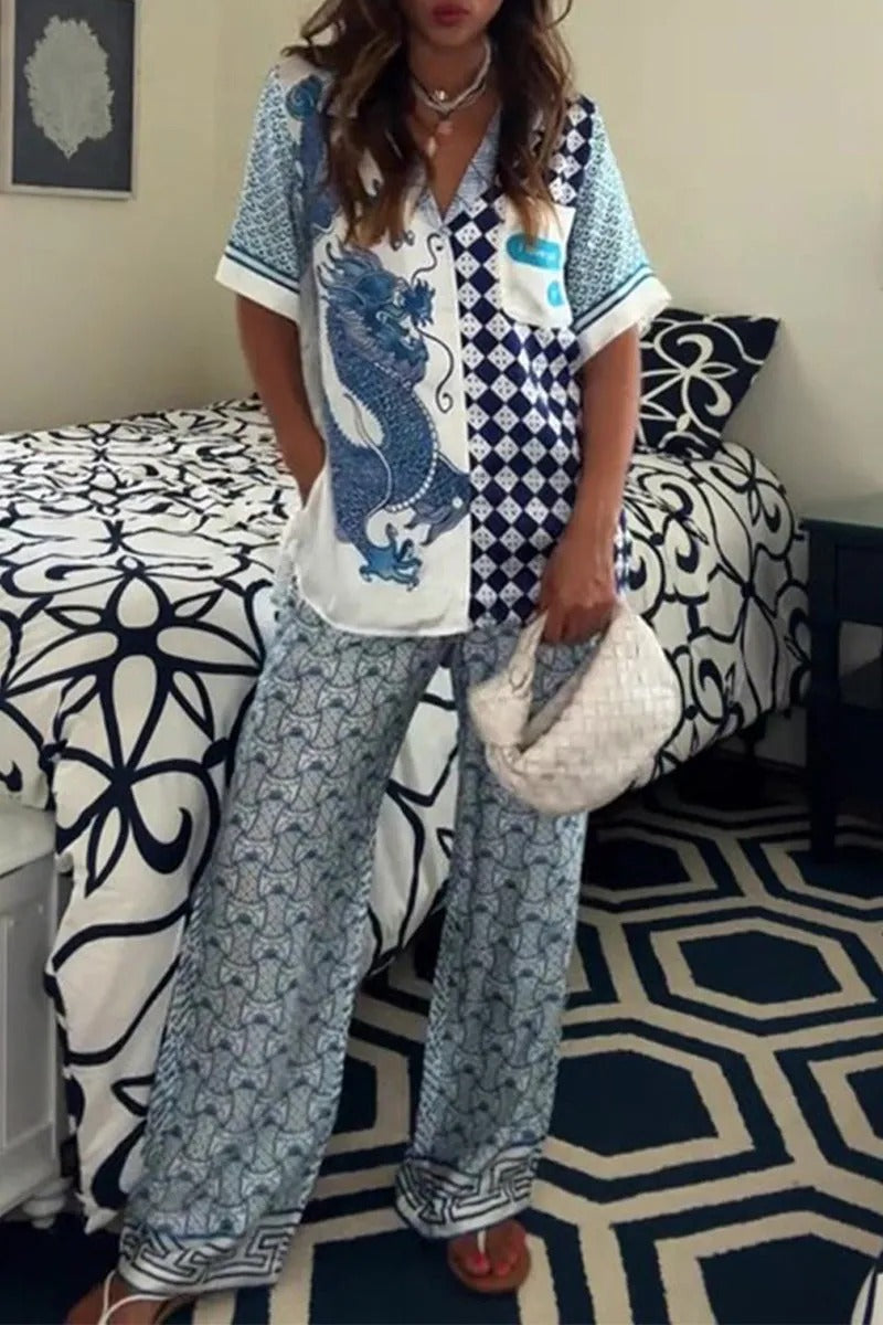 Conjunto De Dos Piezas con Camisa De Manga Corta y Pantalón para Adultos | Ideal para Uso Diario O Ocio