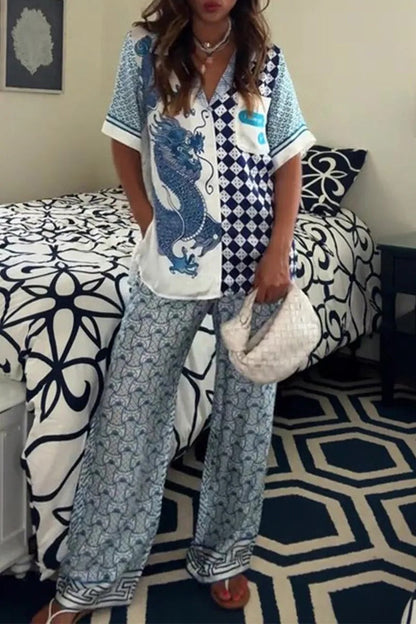 Conjunto De Dos Piezas con Camisa De Manga Corta y Pantalón para Adultos | Ideal para Uso Diario O Ocio