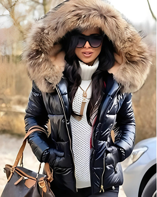 Abrigo Acolchado Largo con Capucha y Cierre de Cremallera para Mujer | Ideal para Invierno