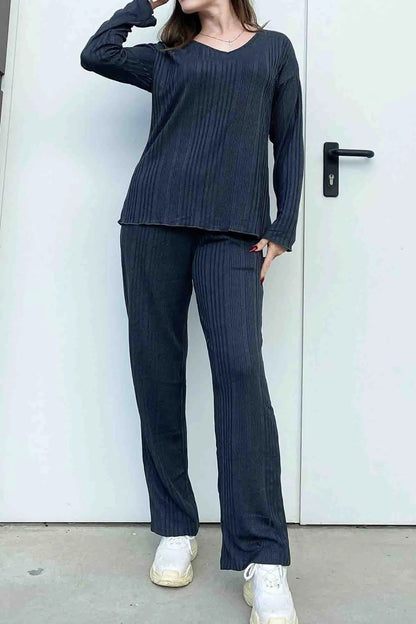 Conjunto De Dos Piezas con Textura Acanalada para Adultos | Ideal para Uso Diario y Descanso