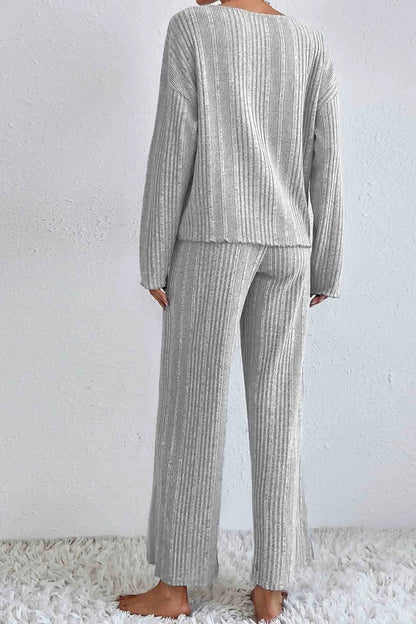 Conjunto De Dos Piezas con Textura Acanalada para Adultos | Ideal para Uso Diario y Descanso