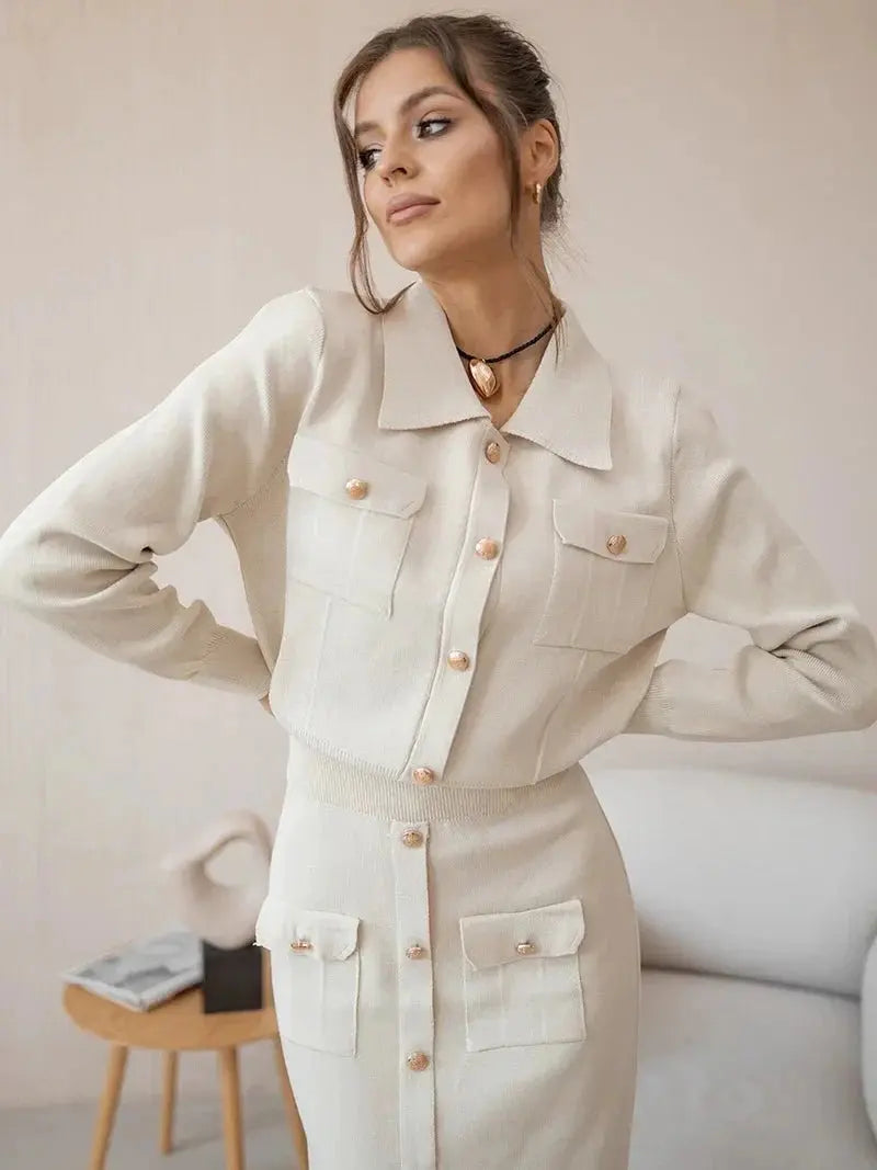 Conjunto De Blazer y Falda con Corte Clásico para Mujer | Ideal para Oficina y Ocasiones Formales