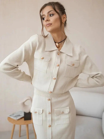 Conjunto De Blazer y Falda con Corte Clásico para Mujer | Ideal para Oficina y Ocasiones Formales