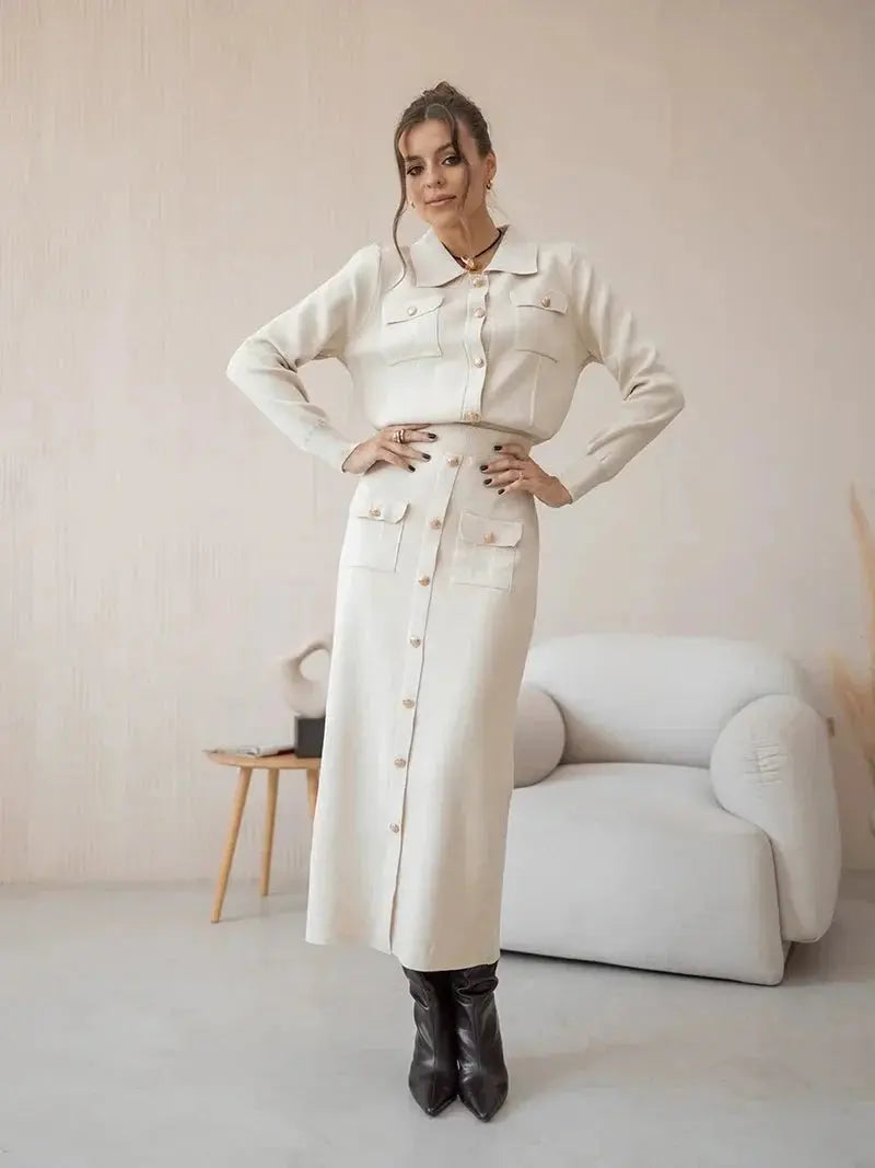 Conjunto De Blazer y Falda con Corte Clásico para Mujer | Ideal para Oficina y Ocasiones Formales