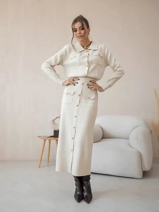 Conjunto De Blazer y Falda con Corte Clásico para Mujer | Ideal para Oficina y Ocasiones Formales