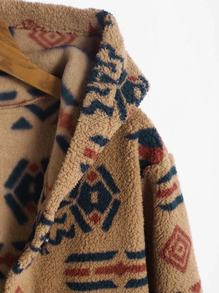 Cardigan Largo con Motivo Geométrico para Mujer | Ideal para Uso Diario en Invierno