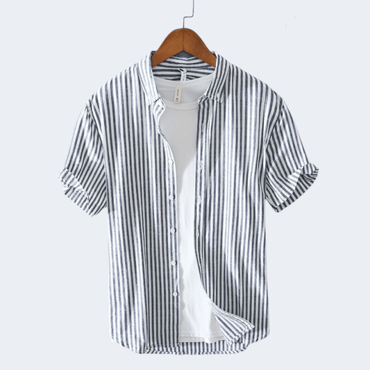 Camisa de Rayas Verticales con Cuello Clásico para Hombre | Ideal para Días Cálidos y Uso Diario