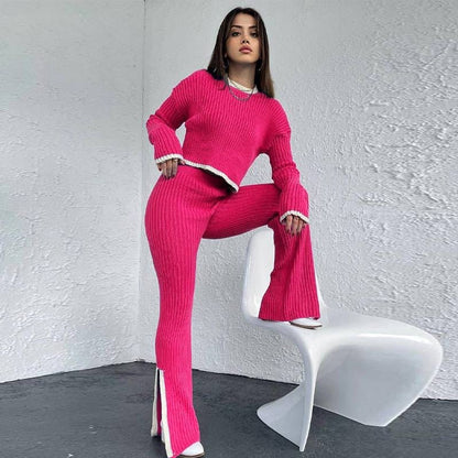 Conjunto De Dos Piezas con Top Corto y Pantalón De Cintura Alta para Adultos | Ideal para Uso Diario