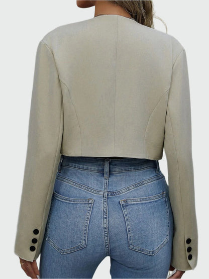 Chaqueta Corta con Botones y Cuello de Solapa para Mujer | Ideal para Oficina o Uso Diario