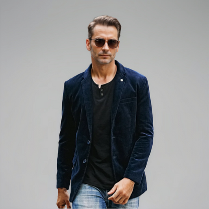 Blazer Marrón Con Corte Recto Y Aspecto Côtelé Para Hombre | Ideal Para Uso Profesional Y Eventos