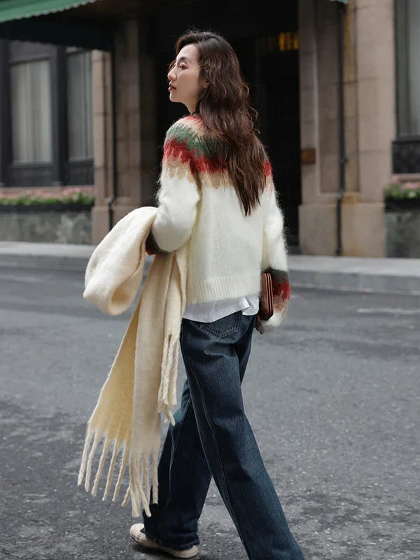 Jersey de Punto con Motivo Navideño en Rojo para Mujer | Ideal para Celebraciones de Invierno