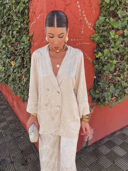 Conjunto De Blazer Con Cuello En V Para Mujeres | Ideal Para Primavera