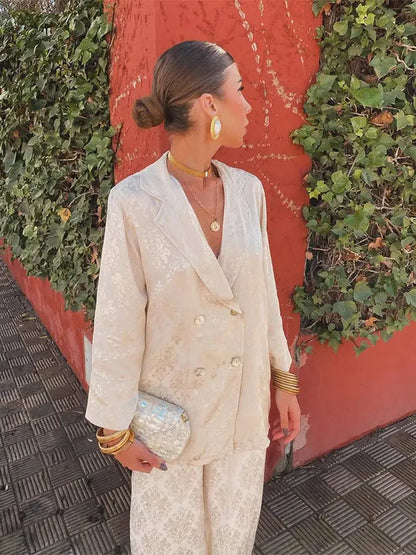 Conjunto De Blazer Con Cuello En V Para Mujeres | Ideal Para Primavera