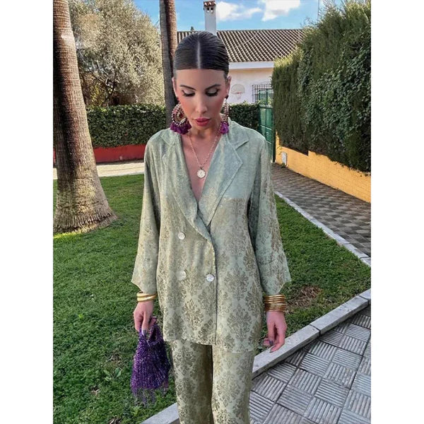 Conjunto De Blazer Con Cuello En V Para Mujeres | Ideal Para Primavera