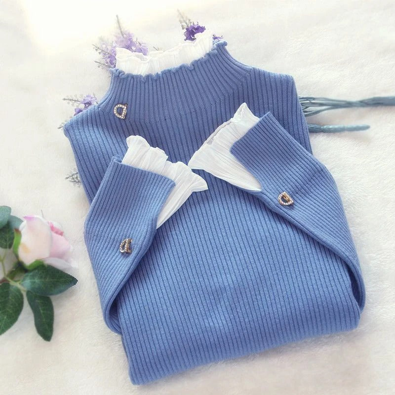 Jersey de Cuello Alto para Mujer con Puños Acabados en Canalé | Ideal para Días Fríos