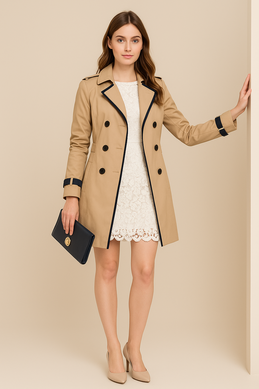 Trench Coat con Cinturón Ajustable y Doble Abotonadura para Mujer | Ideal para Entretiempo
