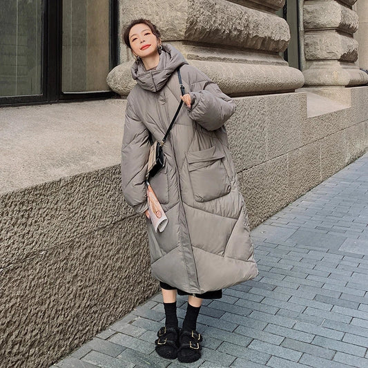 Manteco Acolchado Largo con Cierre de Botones para Mujer | Ideal para Otoño e Invierno