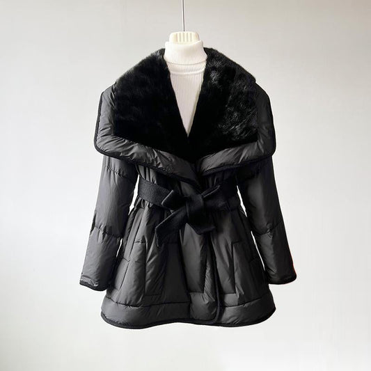 Abrigo Largo con Cuello Ancho para Mujer | Ideal para Climas Fríos y Uso Profesional